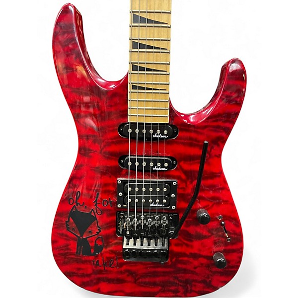 Used Jackson JS34Q Dinky Trans Crimson Red Solid Body Electric Guitar