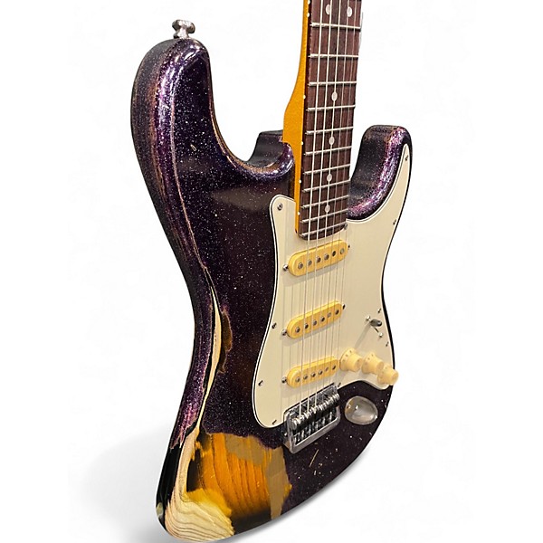 Used R/t Customs RELICED STRAT WORN PURPLE SPARKLE Solid Body Electric Guitar