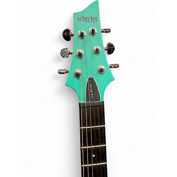 Used 2021 Schecter Guitar Research C-6 Deluxe Satin Aqua Solid Body Electric Guitar