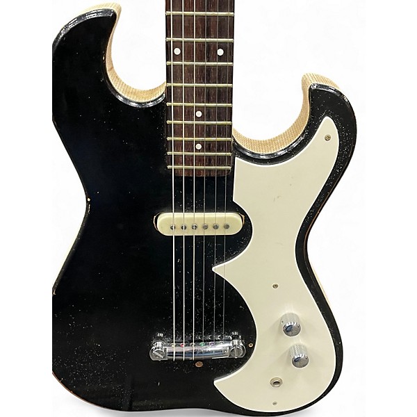 Vintage 1960s Silvertone 1448 Black and White Solid Body Electric Guitar