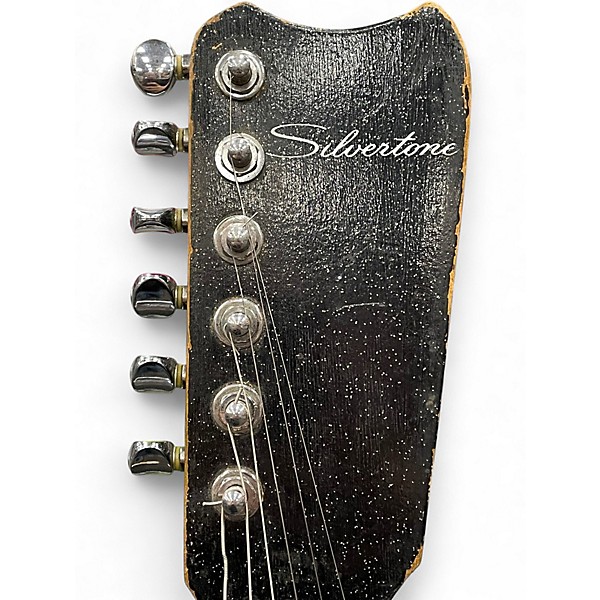 Vintage 1960s Silvertone 1448 Black and White Solid Body Electric Guitar