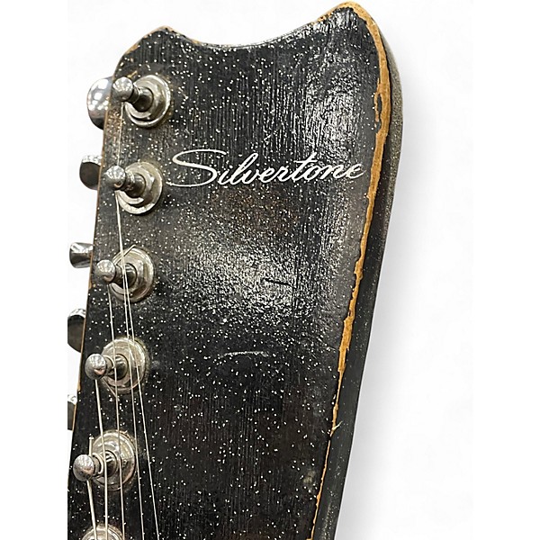 Vintage 1960s Silvertone 1448 Black and White Solid Body Electric Guitar