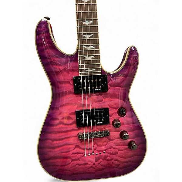 Used 2021 Schecter Guitar Research Omen Extreme 6 Magenta Solid Body Electric Guitar
