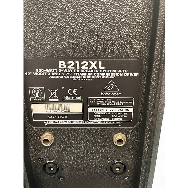 Used Behringer B212XL 12in 2-Way 800W Unpowered Speaker