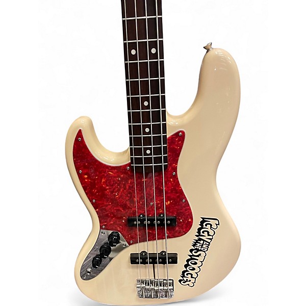 Used Fender JB-62 Left Handed Jazz Bass Olympic White Electric Bass Guitar