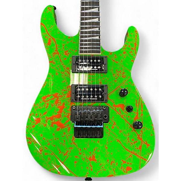 Used Jackson Custom Shop DK 2H FR  Green\Orange Splatter Solid Body Electric Guitar