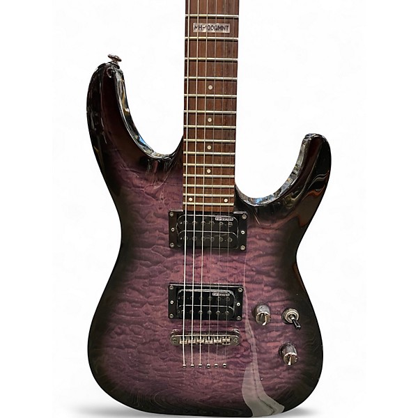 Used ESP MH100QMNT Trans Purple Solid Body Electric Guitar