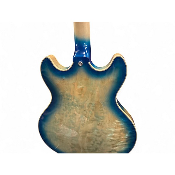 Used D'Angelico Premier Series DC Baltic Blue Silver Burst Hollow Body Electric Guitar