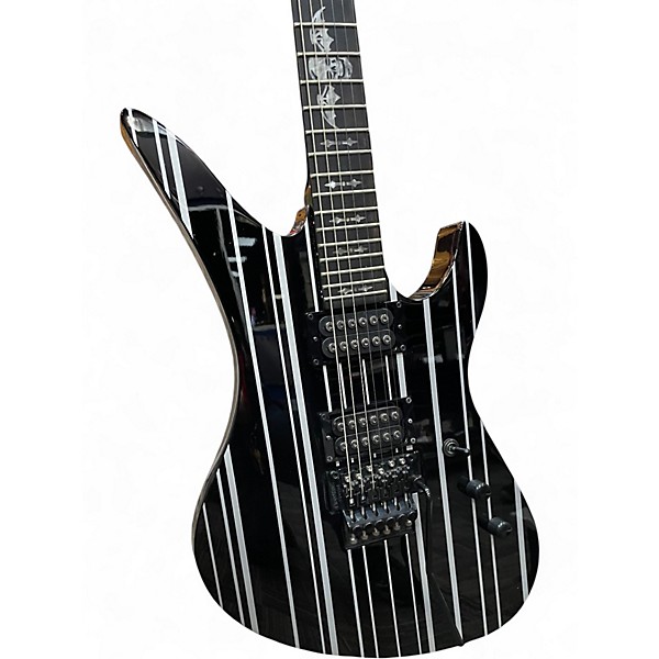 Used Schecter Guitar Research Synyster Gates Signature Standard GLOSS BLACK WITH SILVER PINSTRIPES Solid Body Electric Guitar
