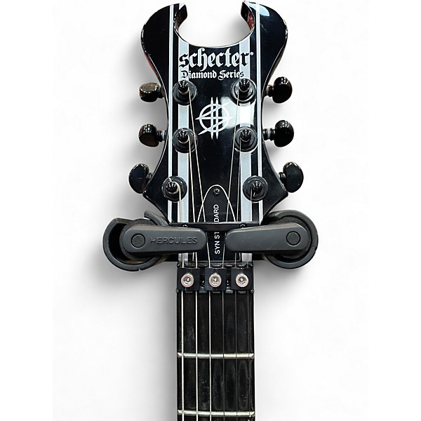 Used Schecter Guitar Research Synyster Gates Signature Standard GLOSS BLACK WITH SILVER PINSTRIPES Solid Body Electric Guitar