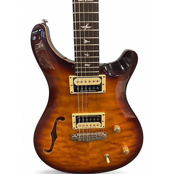Used PRS SE Custom 22 Semi-Hollowbody Trans Amber Hollow Body Electric Guitar