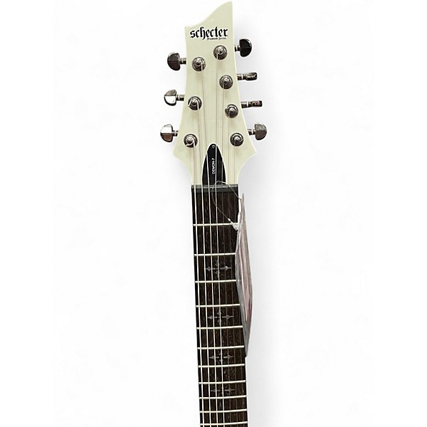 Used Schecter Guitar Research Demon 7 String White Solid Body Electric Guitar