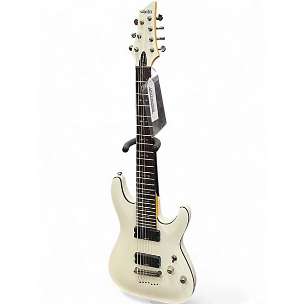 Used Schecter Guitar Research Demon 7 String White Solid Body Electric Guitar