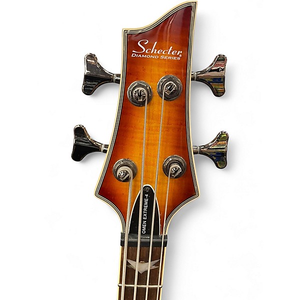 Used Schecter Guitar Research Omen Extreme 4 String Honey Burst Electric Bass Guitar