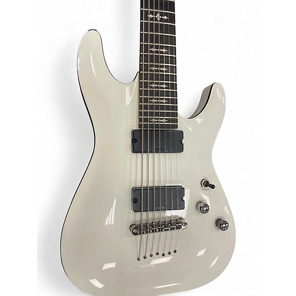 Used Schecter Demon-7 White Solid Body Electric Guitar