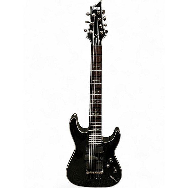 Used Schecter Guitar Research Damien Elite 7 Black Solid Body Electric Guitar