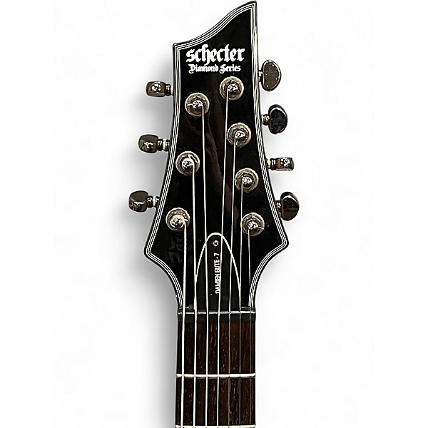 Used Schecter Guitar Research Damien Elite 7 Black Solid Body Electric Guitar