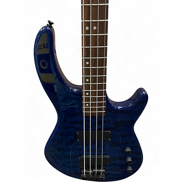 Used Dean Edge 4 String Trans Blue Electric Bass Guitar