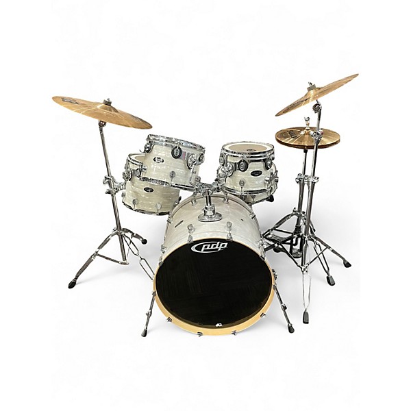 Used PDP by DW 5 Piece CX PACIFIC WITH CYMBALS AND HARDWARE WHITE Drum Kit