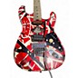Used EVH Striped Series Frankie Red with Black and White Stripes Solid Body Electric Guitar