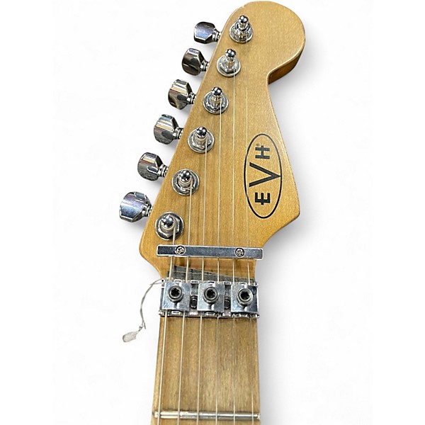 Used EVH Striped Series Frankie Red with Black and White Stripes Solid Body Electric Guitar