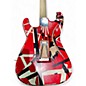 Used EVH Striped Series Frankie Red with Black and White Stripes Solid Body Electric Guitar
