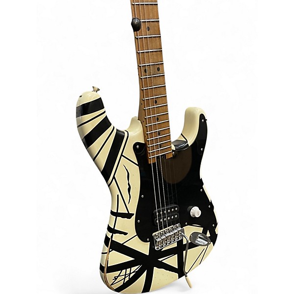 Used EVH 78' Eruption Striped Series Striped White Solid Body Electric Guitar