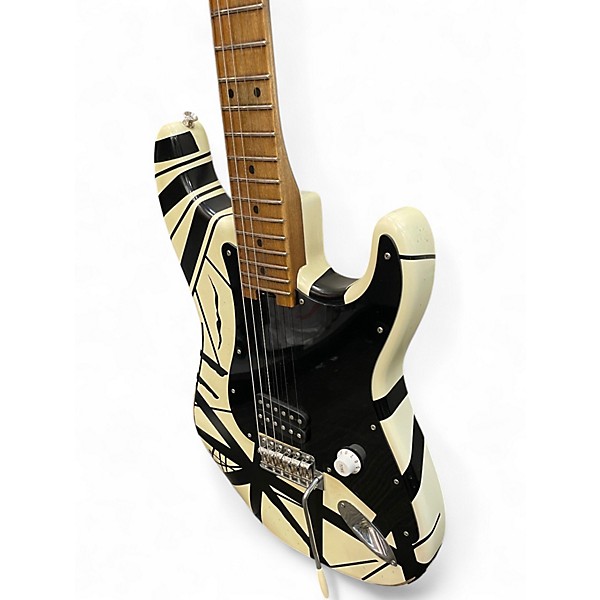 Used EVH 78' Eruption Striped Series Striped White Solid Body Electric Guitar