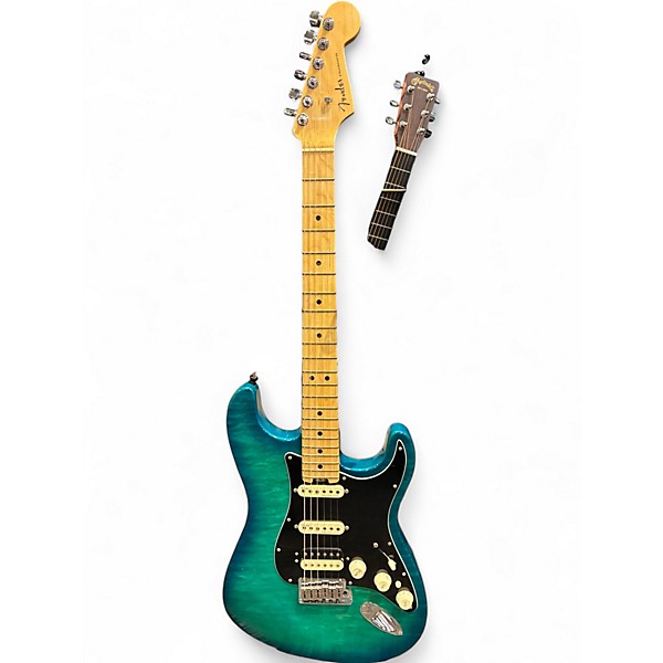 Used Fender American Elite Stratocaster HSS Shawbucker AQUAMARINE BURST Solid Body Electric Guitar