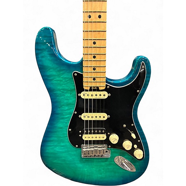 Used Fender American Elite Stratocaster HSS Shawbucker AQUAMARINE BURST Solid Body Electric Guitar
