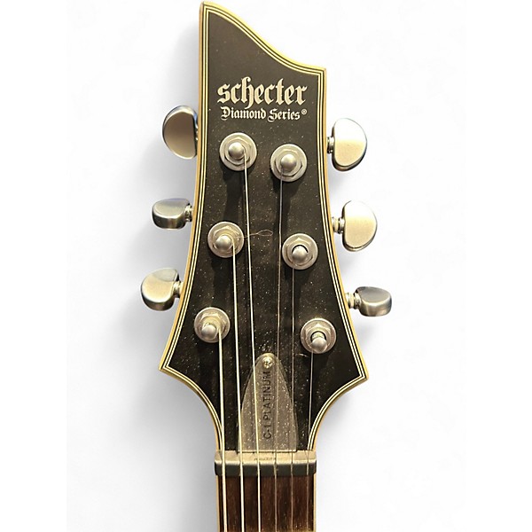 Used 2022 Schecter Guitar Research C1 Platinum GREY/BLACK Solid Body Electric Guitar
