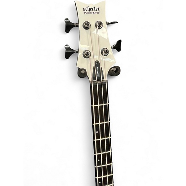 Used Schecter Guitar Research C4 4 String WHITE Electric Bass Guitar