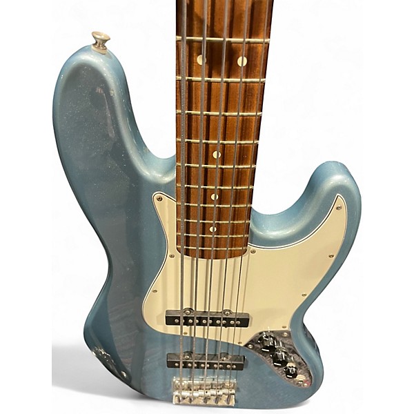 Used Fender Standard Jazz Bass V 5 String Blue Electric Bass Guitar