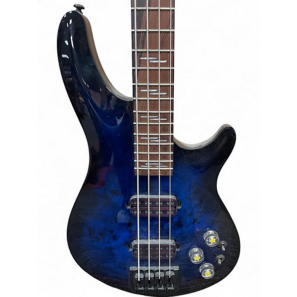Used Schecter Guitar Research Diamond Passive Custom Active Blue Burst Electric Bass Guitar