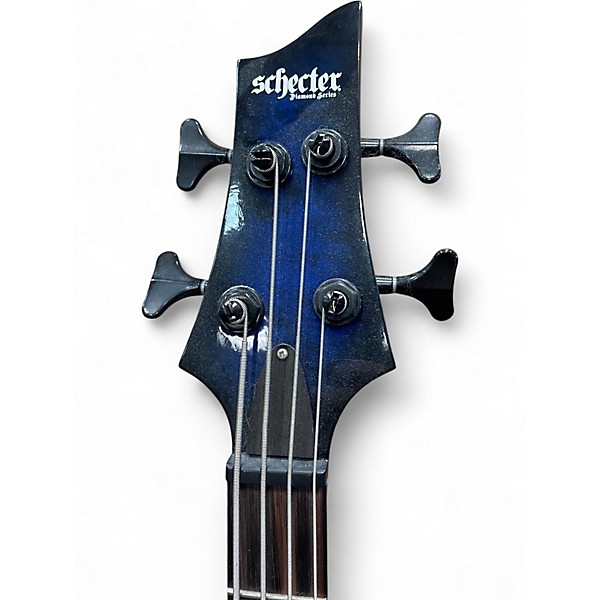 Used Schecter Guitar Research Diamond Passive Custom Active Blue Burst Electric Bass Guitar