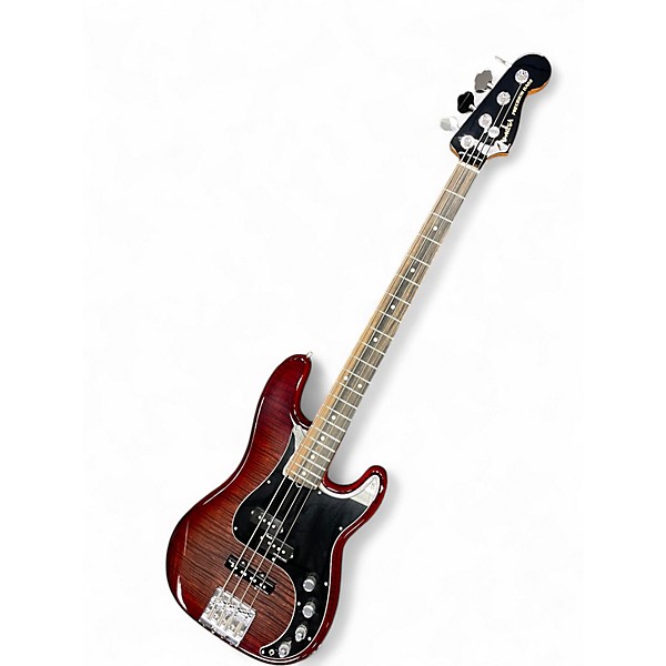 Used 2022 Fender American Ultra Precision Bass Plus Top Ebody Fingerboard Transparent Sunset Orange Electric Bass Guitar