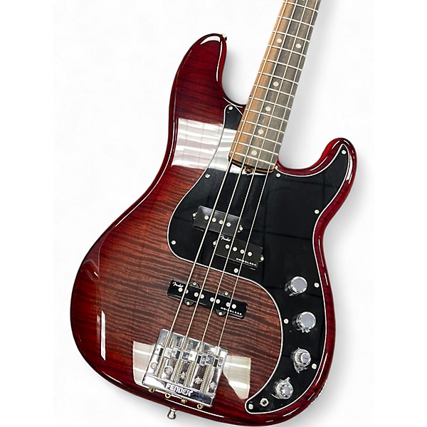 Used 2022 Fender American Ultra Precision Bass Plus Top Ebody Fingerboard Transparent Sunset Orange Electric Bass Guitar