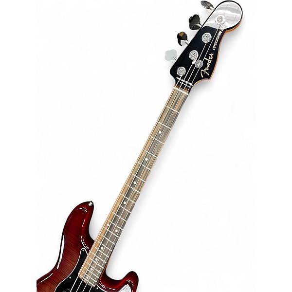 Used 2022 Fender American Ultra Precision Bass Plus Top Ebody Fingerboard Transparent Sunset Orange Electric Bass Guitar