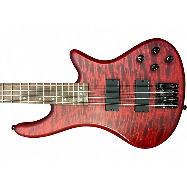 Used Schecter Guitar Research Stiletto Custom 4 String Satin Red Electric Bass Guitar