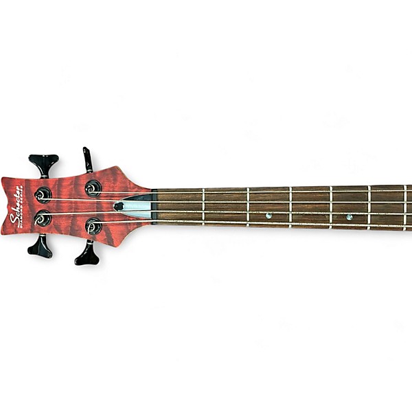 Used Schecter Guitar Research Stiletto Custom 4 String Satin Red Electric Bass Guitar