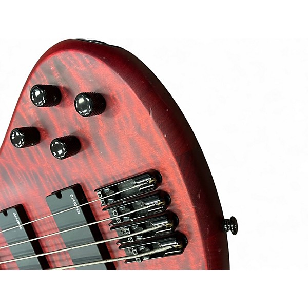 Used Schecter Guitar Research Stiletto Custom 4 String Satin Red Electric Bass Guitar