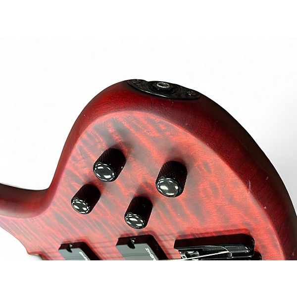 Used Schecter Guitar Research Stiletto Custom 4 String Satin Red Electric Bass Guitar