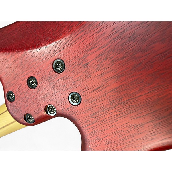 Used Schecter Guitar Research Stiletto Custom 4 String Satin Red Electric Bass Guitar