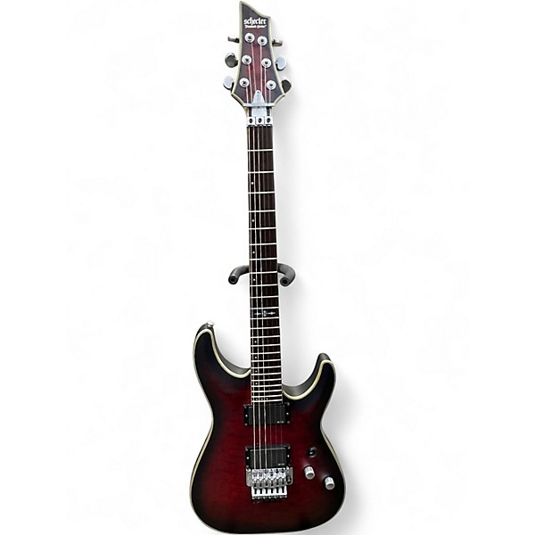 Used Schecter Guitar Research C1 Floyd Rose Platinum Crimson Red Trans Solid Body Electric Guitar