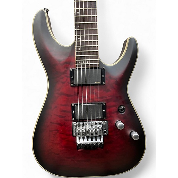 Used Schecter Guitar Research C1 Floyd Rose Platinum Crimson Red Trans Solid Body Electric Guitar