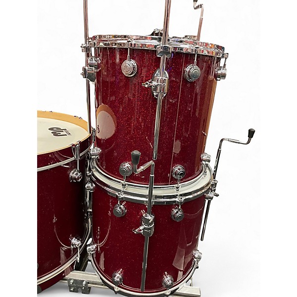 Used DW 4 Piece Collector's Series Jazz Red Sparkle Drum Kit