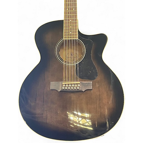 Used Guild F2512CE Trans Black Burst 12 String Acoustic Electric Guitar