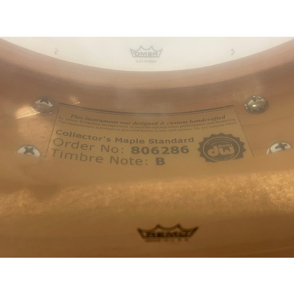 Used DW 5X14 Collector's Series Finish Ply Super Solid Maple Snare Black Glass Drum