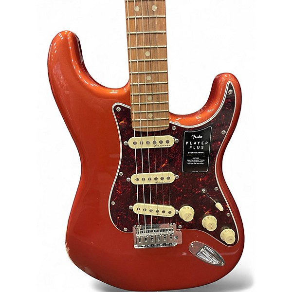 Used Fender Player Plus Stratocaster Aged Candy Apple Red Solid Body Electric Guitar