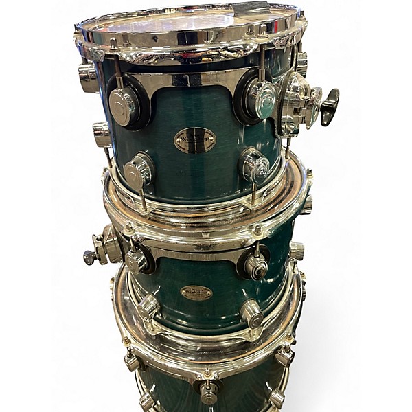 Used 2001 DW 4 Piece Workshop Series aqua blue stain Drum Kit